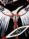 Showman Showman Bejeweled Black and White 4 Piece Fringe Headstall Set
