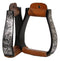 Showman Showman Black Aluminum Engraved Silver Pleasure Style Stirrups