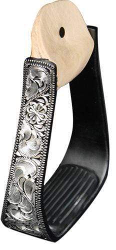 Showman Showman Black Aluminum Stirrups With Silver Engraving