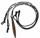 Showman Showman Black Braided Natural Rawhide Romal Reins With Leather Popper