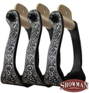 Showman Showman Black Engraved Aluminum Stirrups With Rhinestones