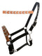 Showman Showman Black Nylon Halter with Hair on Cowhide Lacing