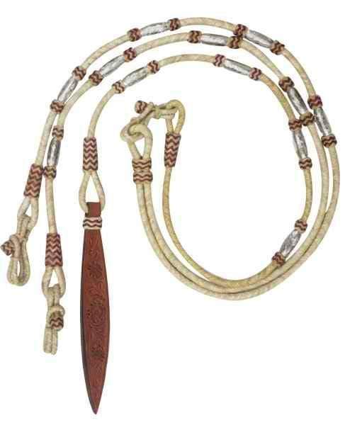 Showman Showman Braided Natural Rawhide Romal Reins With Leather Popper