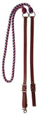 Showman Showman Braided Red, White, and Blue Nylon and Leather Contest Reins