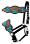 Showman Showman Bronc Halter w/ Painted Flower Design w/ Cheetah Inlay Nose Band