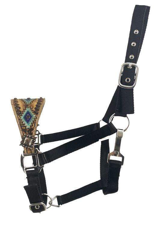 Horse Noseband Tack Bronc Leather HALTER Tiedown Lead Rope 28035 