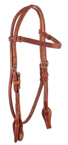 Showman Showman Browband Harness Leather Headstall with Quick Change Bit Loops