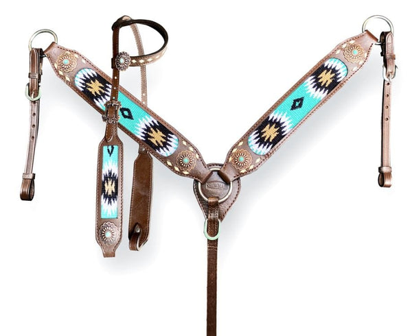 Showman Showman Browband Headstall Set with Wool Southwest Blanket Inlay