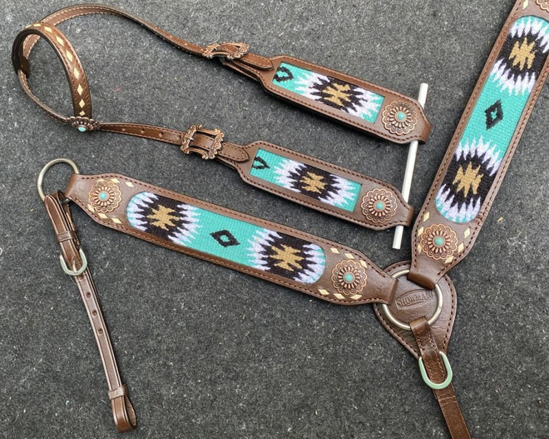 Showman Showman Browband Headstall Set with Wool Southwest Blanket Inlay