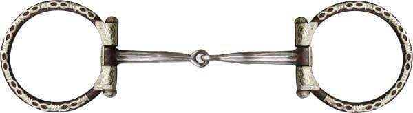 Showman Showman Brown Steel Snaffle Style Bit With Barbwire Silver Trim