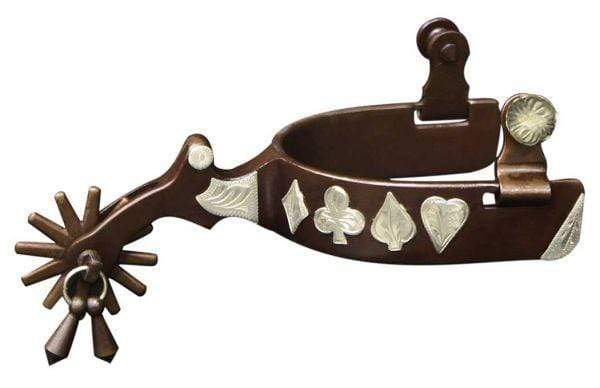 Showman Showman Brown Steel Spur With Engraved Silver "Poker Hand" Design