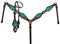 Showman Showman Cheetah Print Inlay w/ Painted Blue Flower Accent One Ear Headstall Set