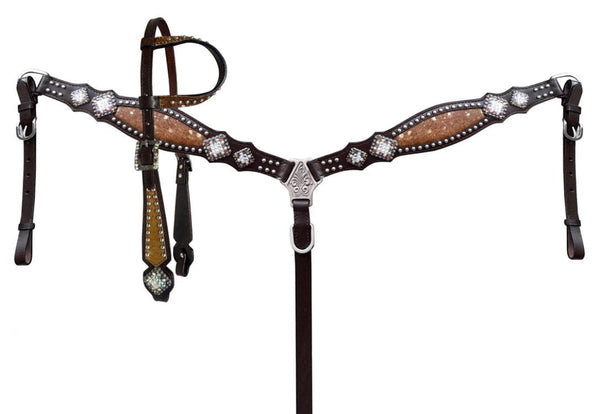 Showman Showman Cowhide Inlay Browband Headstall Set