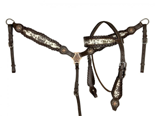 Showman Showman Cowhide Print Browband Headstall Set