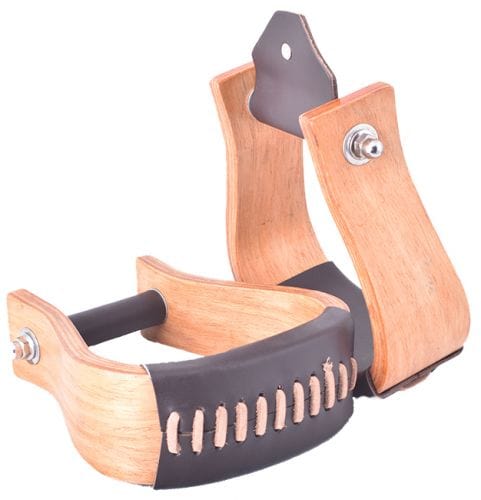 Showman Showman Curved Ashwood Wooden Stirrup with Leather Tread