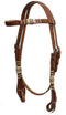 Showman Showman Double Stitched Floral Tooled Rawhide Braided Headstall