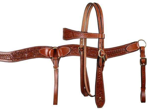 Showman Showman Double Stitched Leather Headstall Set