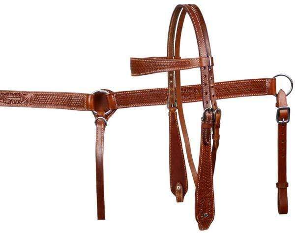 Showman Showman Double Stitched Leather Headstall Set