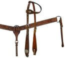 Showman Showman Double Stitched One Ear Leather Headstall Set