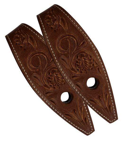 Showman Showman Floral Tooled Leather Slobber Straps