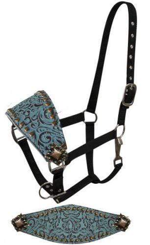 Showman Showman FULL SIZE Adjustable Bronc Style Halter With Filigree Print