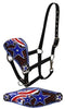 Showman Showman FULL SIZE Leather Bronc Halter With Painted American Flag Design