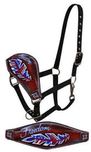 Showman Showman FULL SIZE Leather Bronc Halter With Painted "Freedom" Design