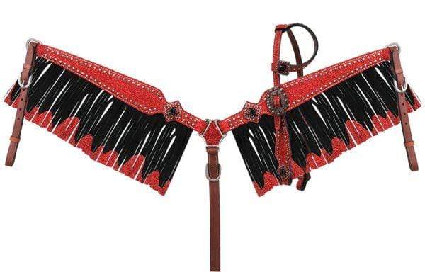 Showman Showman Glitter Overlay Single Ear Leather Headstall Set