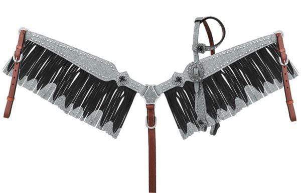 Showman Showman Glitter Overlay Single Ear Leather Headstall Set