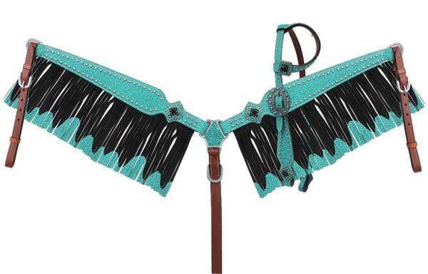 Showman Showman Glitter Overlay Single Ear Leather Headstall Set