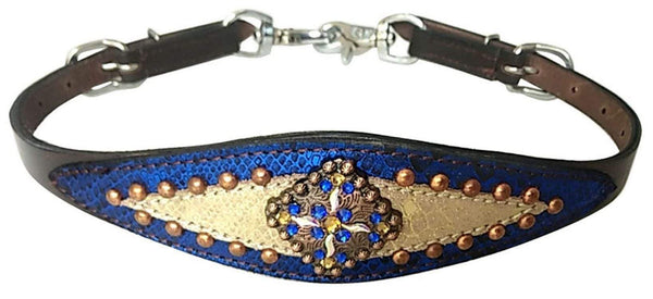 Showman Showman Gold Metallic and Royal Blue Wither Strap