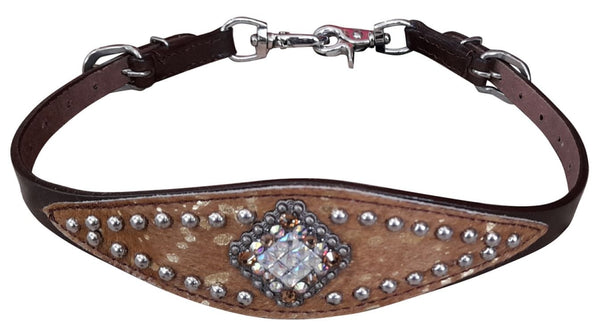 Showman Showman Hair on Cowhide Wither Strap with Bling Conchos and Silver Beading