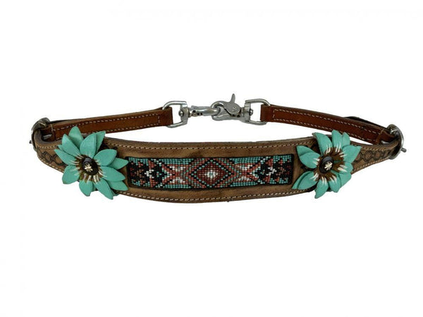 Showman Showman Hand Painted 3D Flower Wither Strap with Beaded Center