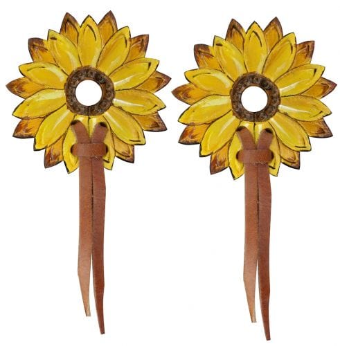 Showman Showman Hand Painted Sunflower Leather Bit Guards