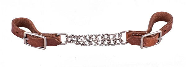 Showman Showman Harness Leather Adjustable Curb Chain with Double Chain