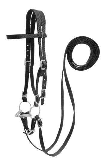 Showman Showman Horse Size Nylon Headstall With Snaffle Bit