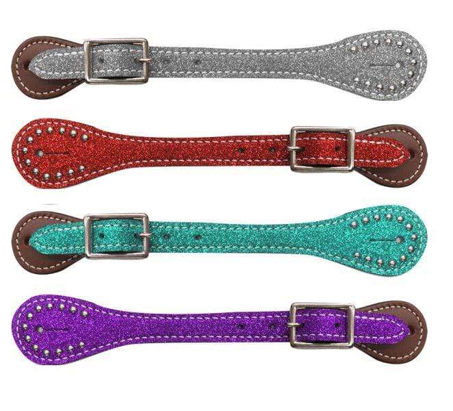 Showman Showman Ladies Glitter Leather Spur Straps