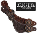 Showman Showman Ladies Size Argentina Cow Leather Copper Concho Spur Straps