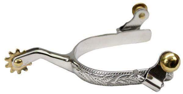Showman Showman Ladies Size Stainless Steel Engraved Spurs With Brass Rowels