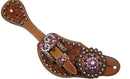 Showman Showman Ladies Spur Straps With Vintage Style Buckle And Pink Rhinestone Conchos