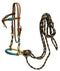 Showman Showman Leather Futurity Knot Headstall With Teal Rawhide Braided Bosal