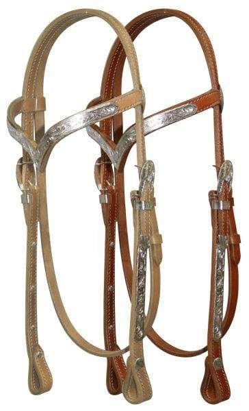 Showman Showman Leather Silver V-Brow Style Headstall