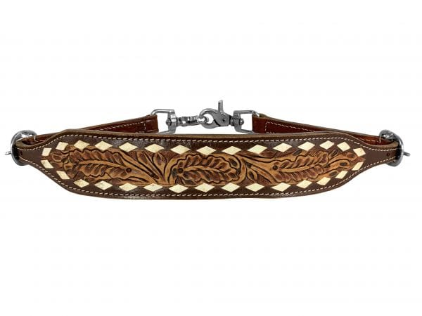 Showman Showman Leather Wither Strap with Floral Tooling and White Buckstitching