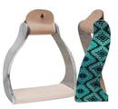 Showman Showman Light Weight Twisted Angled Aluminum Stirrups with Shimmering Teal Navajo Print