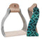Showman Showman Light Weight Twisted Angled Aluminum Stirrups with Shimmering Teal Navajo Print
