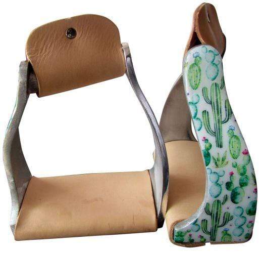 Showman Showman Lightweight Twisted Angled Aluminum Stirrups with Cactus Design