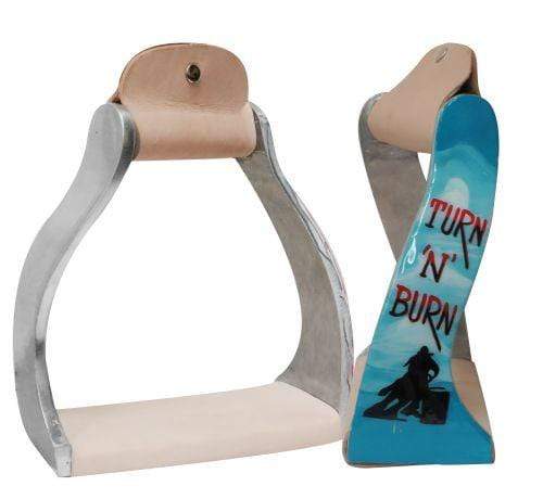 Showman Showman Lightweight Twisted Angled Aluminum Stirrups With Painted "Turn 'N' Burn" Design
