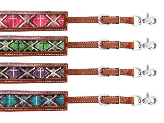 Showman Showman Medium Leather Wither Strap With Beaded Inlay