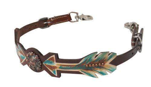 Showman Showman Medium Leather Wither Strap With Painted Arrows And Praying Cowboy Concho