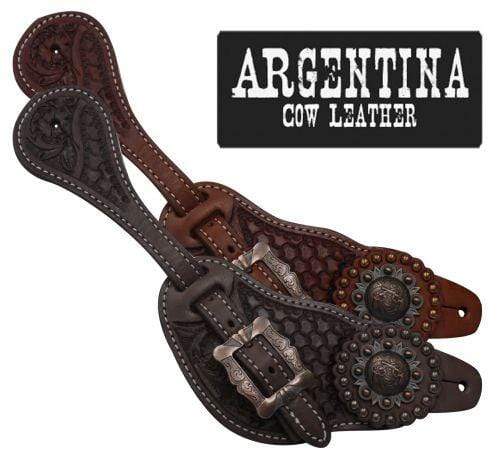 Showman Showman Men's Argentina Cow Leather Crossed Guns Concho Spur Straps